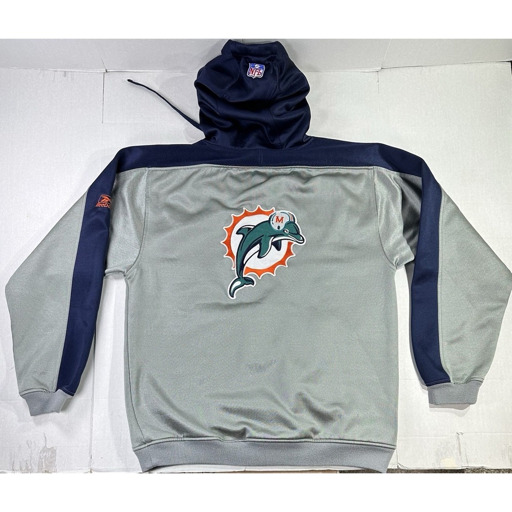 Reebok Miami Dolphins Hooded Sweatshirt Mens M NFL Team Apparel Pullover Hoodie - Picture 1 of 6